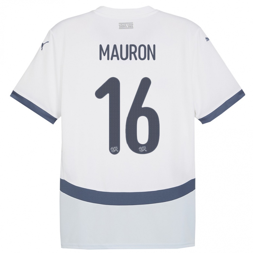 Niño Fútbol Camiseta Suiza Sandrine Mauron #16 Blanco 2ª Equipación 24-26