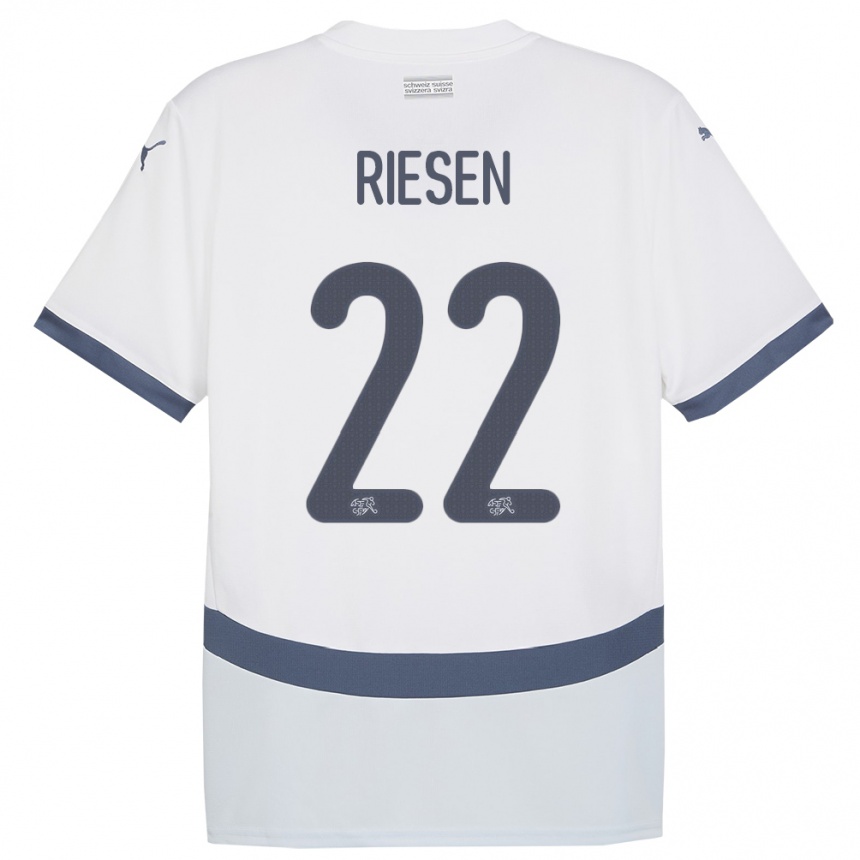 Niño Fútbol Camiseta Suiza Nadine Riesen #22 Blanco 2ª Equipación 24-26