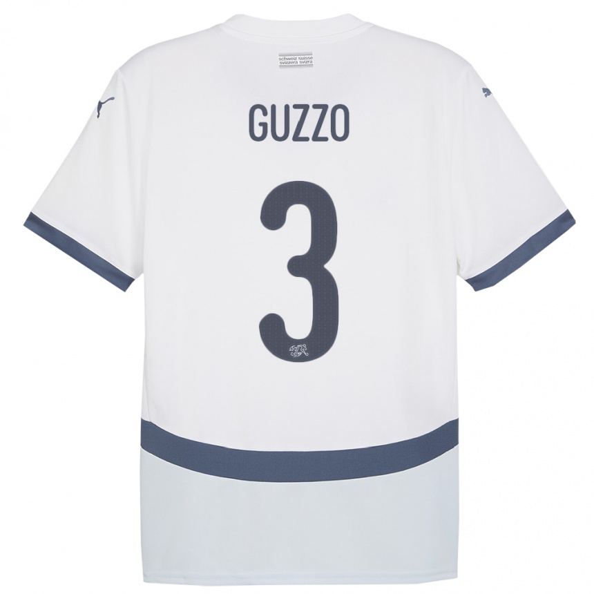 Niño Fútbol Camiseta Suiza Ramon Guzzo #3 Blanco 2ª Equipación 24-26