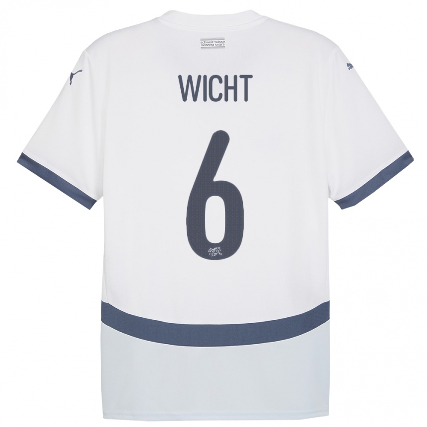 Niño Fútbol Camiseta Suiza Nathan Wicht #6 Blanco 2ª Equipación 24-26