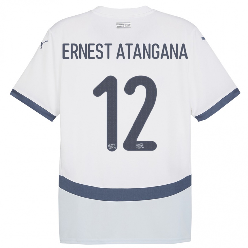 Niño Fútbol Camiseta Suiza Brian Ernest Atangana #12 Blanco 2ª Equipación 24-26