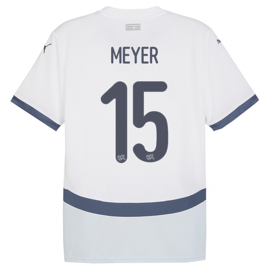 Niño Fútbol Camiseta Suiza Leny Meyer #15 Blanco 2ª Equipación 24-26