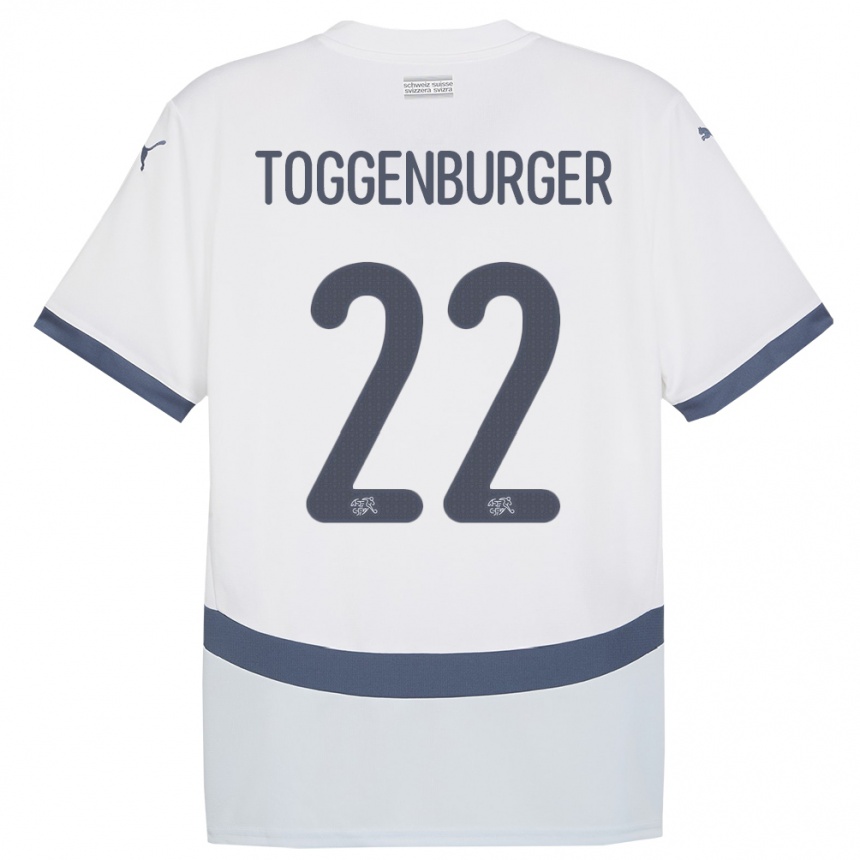 Niño Fútbol Camiseta Suiza Nando Toggenburger #22 Blanco 2ª Equipación 24-26