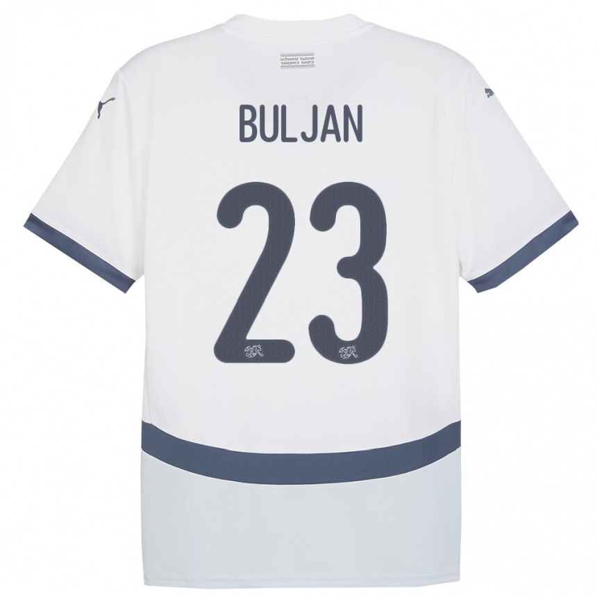 Niño Fútbol Camiseta Suiza Leo Buljan #23 Blanco 2ª Equipación 24-26