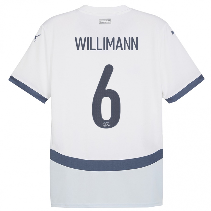 Niño Fútbol Camiseta Suiza Mauricio Willimann #6 Blanco 2ª Equipación 24-26