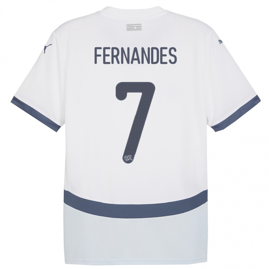 Niño Fútbol Camiseta Suiza Ruben Fernandes #7 Blanco 2ª Equipación 24-26