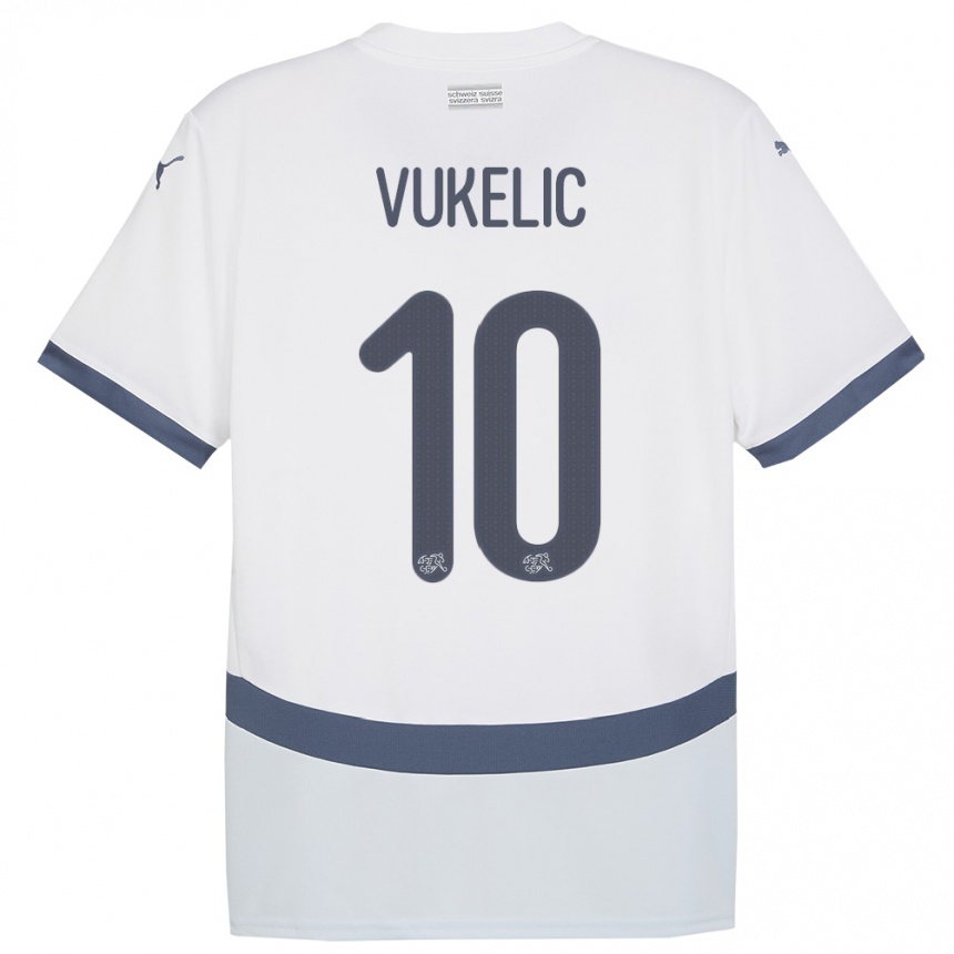 Niño Fútbol Camiseta Suiza Mile Vukelic #10 Blanco 2ª Equipación 24-26