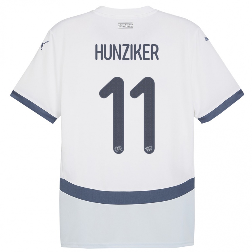 Niño Fútbol Camiseta Suiza Andrin Hunziker #11 Blanco 2ª Equipación 24-26