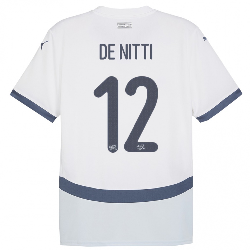 Niño Fútbol Camiseta Suiza Gianni De Nitti #12 Blanco 2ª Equipación 24-26