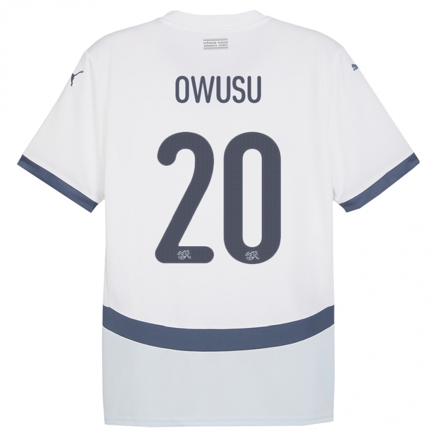 Niño Fútbol Camiseta Suiza Tyron Owusu #20 Blanco 2ª Equipación 24-26