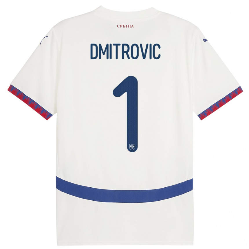 Niño Fútbol Camiseta Serbia Marko Dmitrovic #1 Blanco 2ª Equipación 24-26