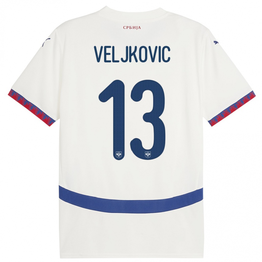 Niño Fútbol Camiseta Serbia Milos Veljkovic #13 Blanco 2ª Equipación 24-26