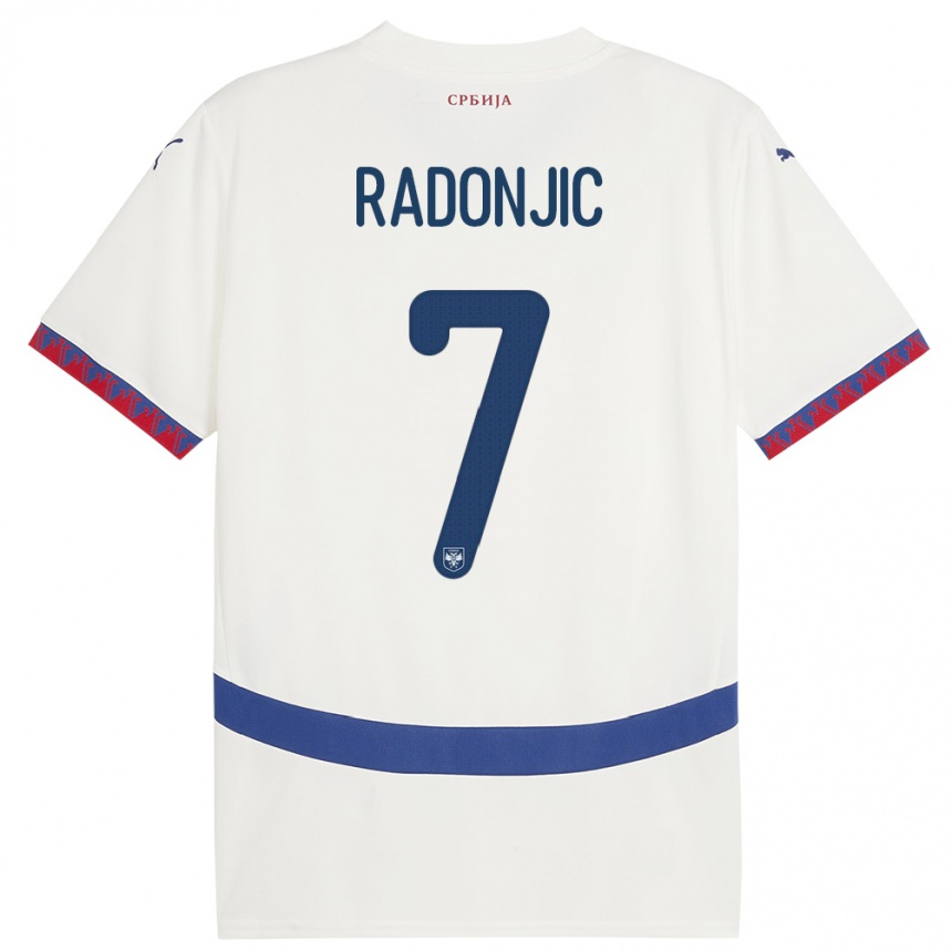 Niño Fútbol Camiseta Serbia Nemanja Radonjic #7 Blanco 2ª Equipación 24-26