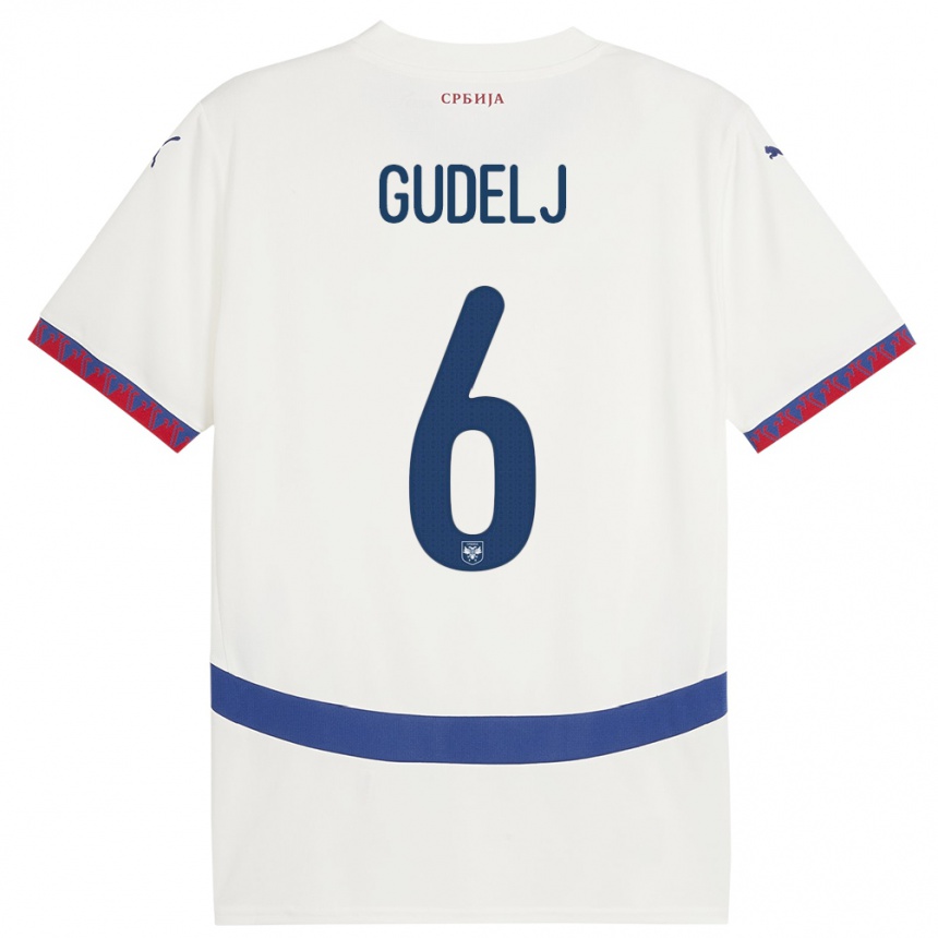 Niño Fútbol Camiseta Serbia Nemanja Gudelj #6 Blanco 2ª Equipación 24-26