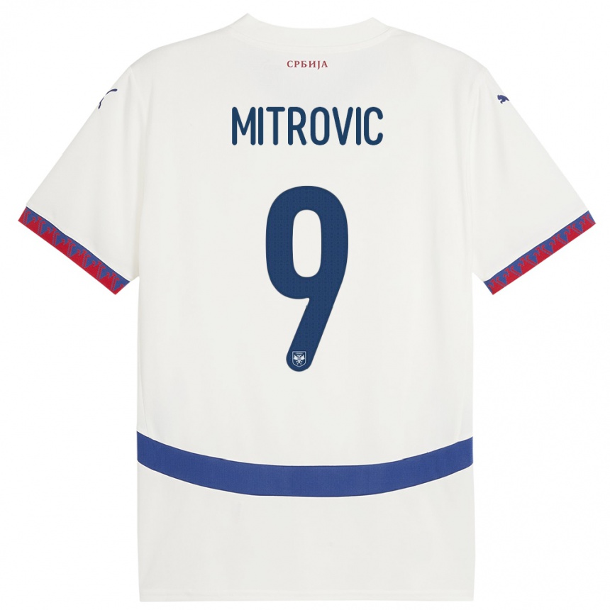 Niño Fútbol Camiseta Serbia Aleksandar Mitrovic #9 Blanco 2ª Equipación 24-26