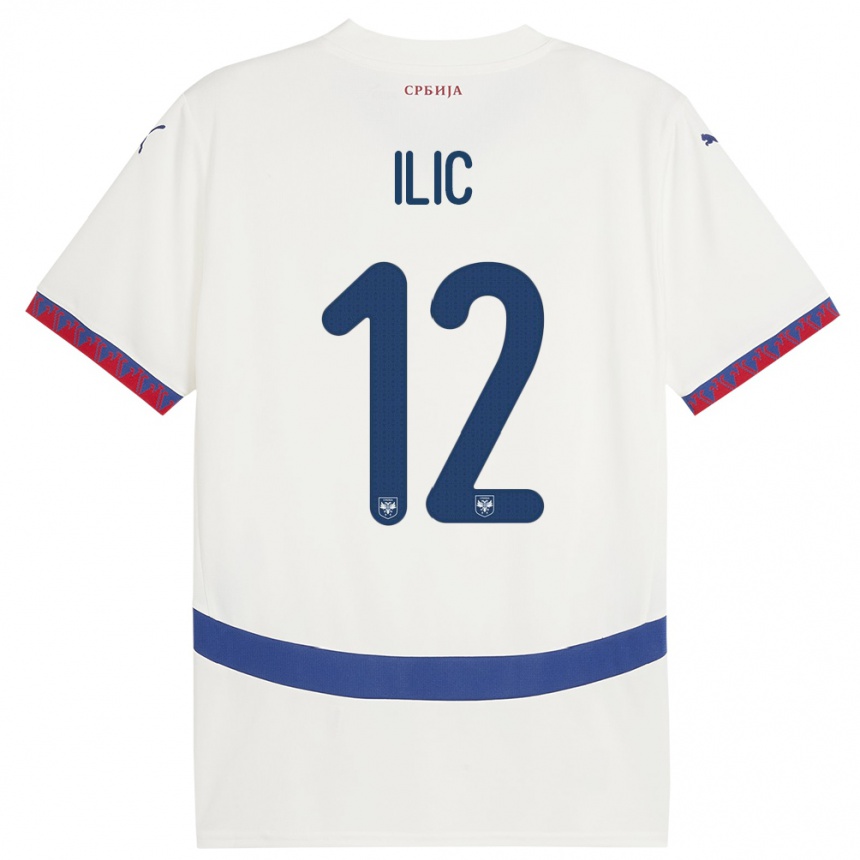 Niño Fútbol Camiseta Serbia Marko Ilic #12 Blanco 2ª Equipación 24-26