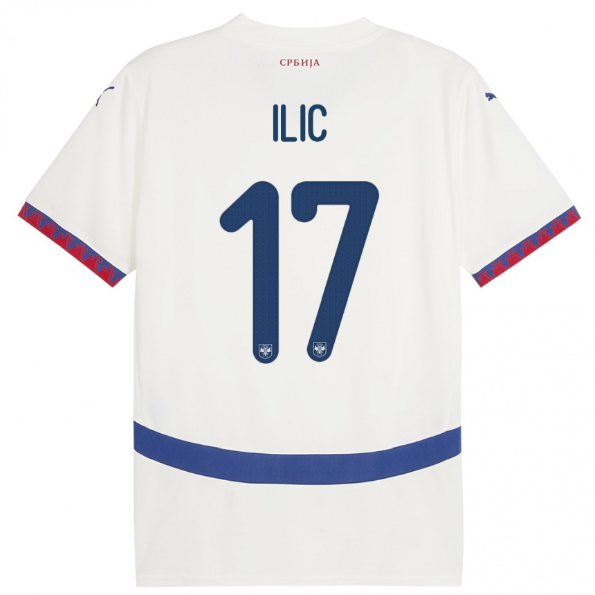 Niño Fútbol Camiseta Serbia Ivan Ilic #17 Blanco 2ª Equipación 24-26