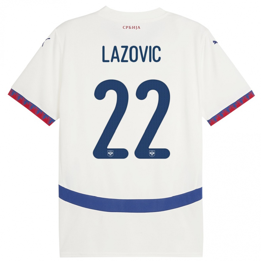 Niño Fútbol Camiseta Serbia Darko Lazovic #22 Blanco 2ª Equipación 24-26
