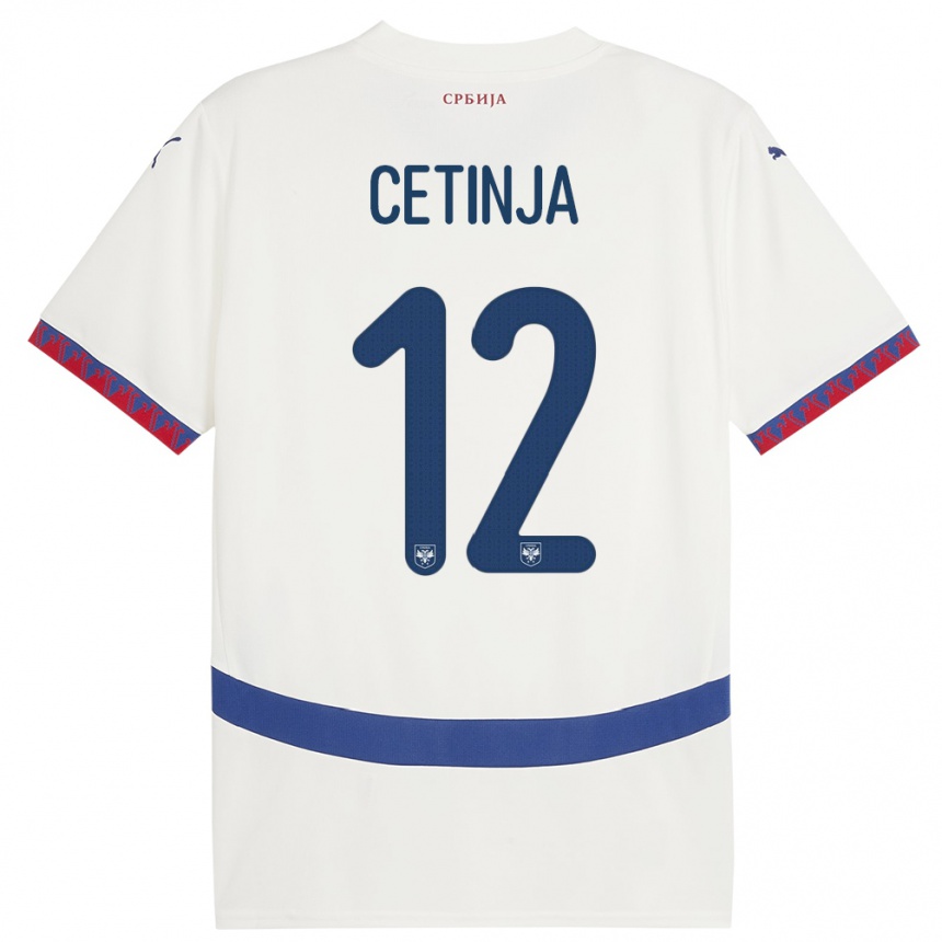 Niño Fútbol Camiseta Serbia Sara Cetinja #12 Blanco 2ª Equipación 24-26