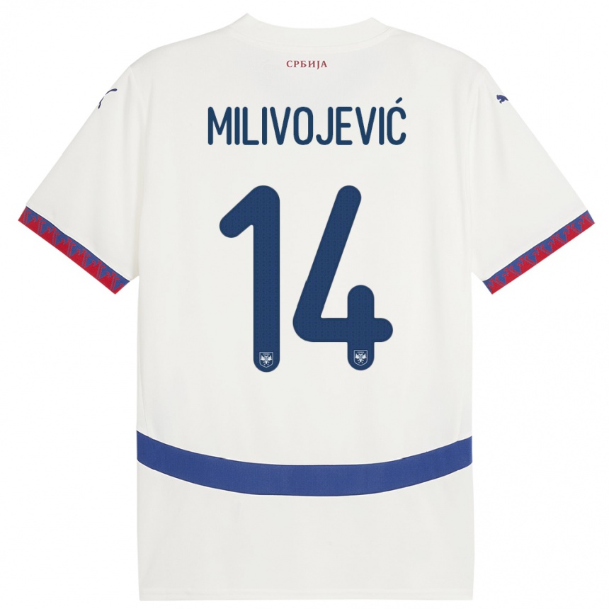 Niño Fútbol Camiseta Serbia Vesna Milivojevic #14 Blanco 2ª Equipación 24-26