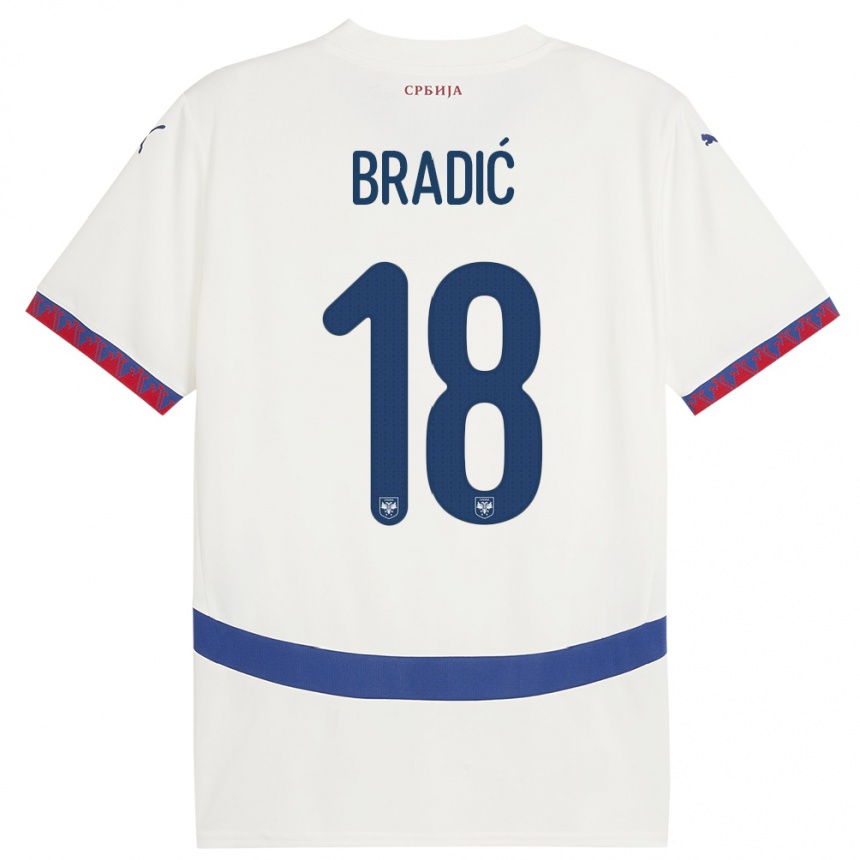 Niño Fútbol Camiseta Serbia Biljana Bradic #18 Blanco 2ª Equipación 24-26