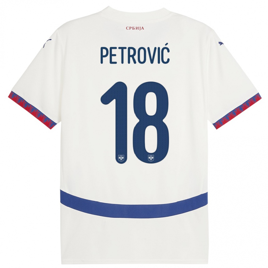 Niño Fútbol Camiseta Serbia Emilija Petrovic #18 Blanco 2ª Equipación 24-26