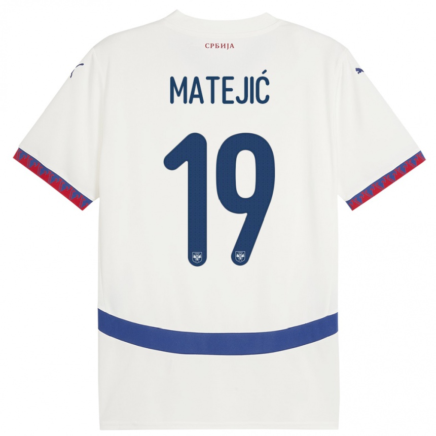 Niño Fútbol Camiseta Serbia Nina Matejic #19 Blanco 2ª Equipación 24-26