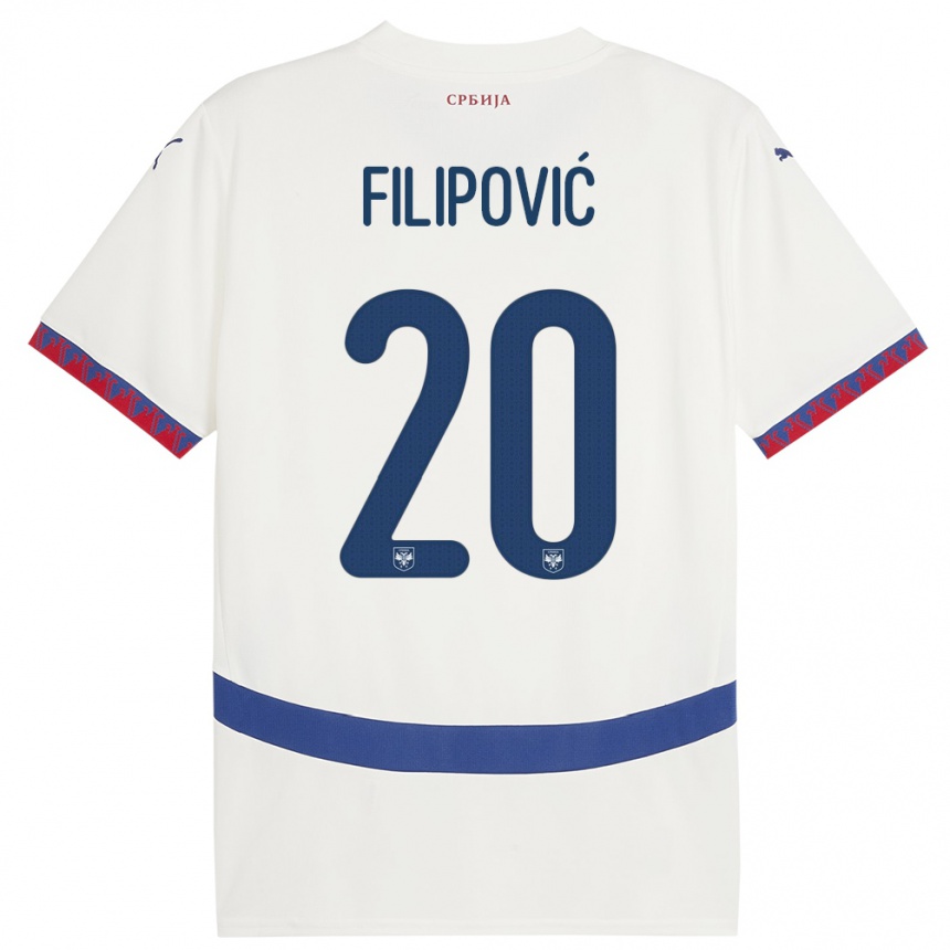 Niño Fútbol Camiseta Serbia Tijana Filipovic #20 Blanco 2ª Equipación 24-26