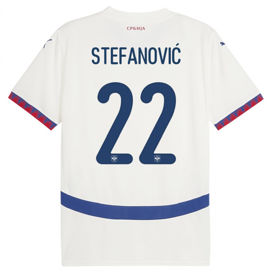 Niño Fútbol Camiseta Serbia Dejana Stefanovic #22 Blanco 2ª Equipación 24-26