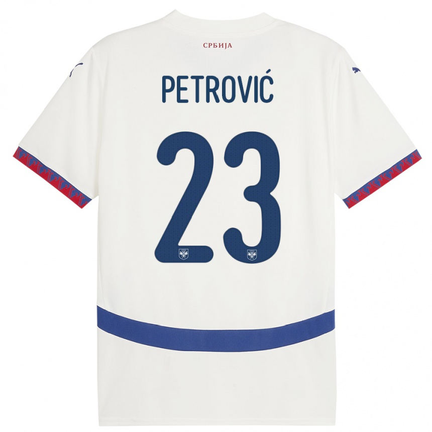 Niño Fútbol Camiseta Serbia Jovana Petrovic #23 Blanco 2ª Equipación 24-26