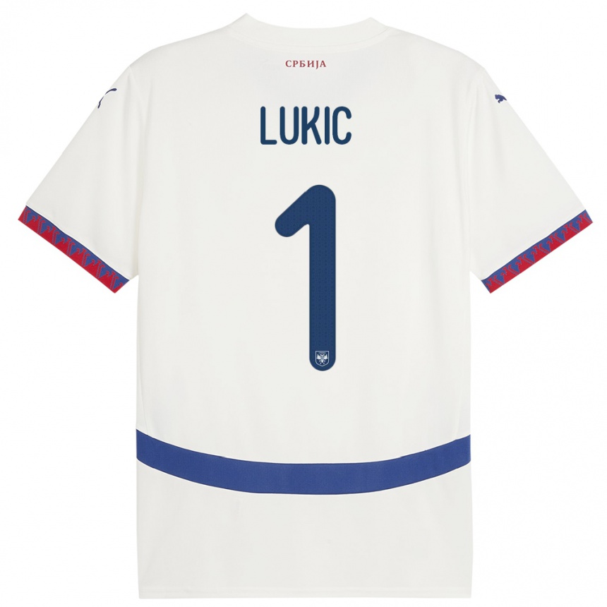 Niño Fútbol Camiseta Serbia Ognjen Lukic #1 Blanco 2ª Equipación 24-26