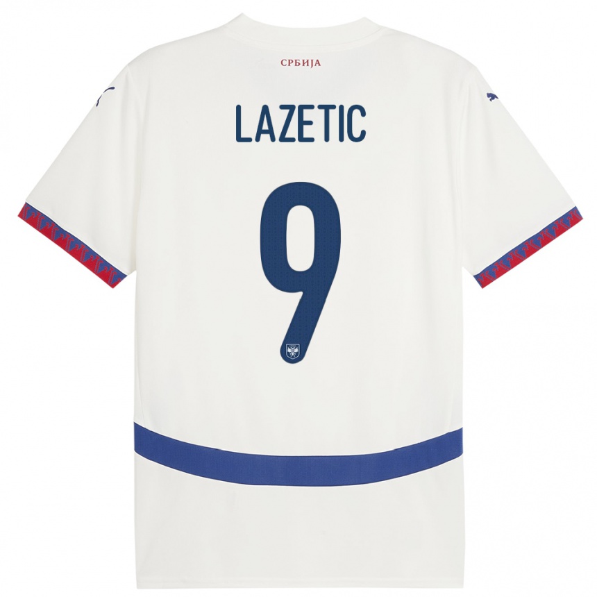 Niño Fútbol Camiseta Serbia Marko Lazetic #9 Blanco 2ª Equipación 24-26