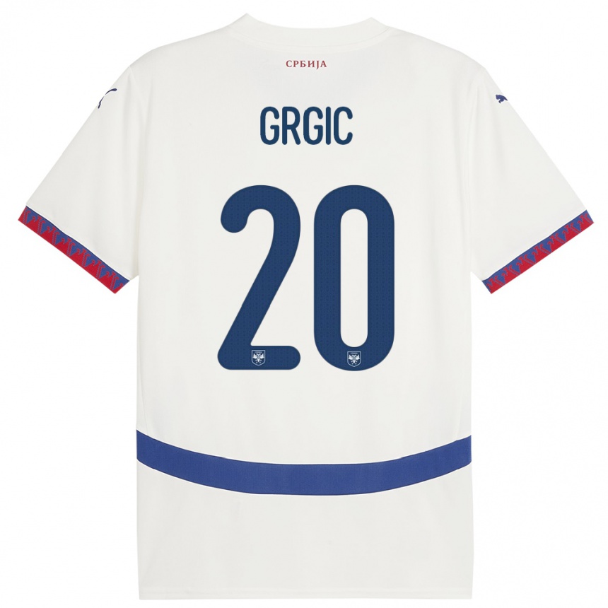 Niño Fútbol Camiseta Serbia Dario Grgic #20 Blanco 2ª Equipación 24-26