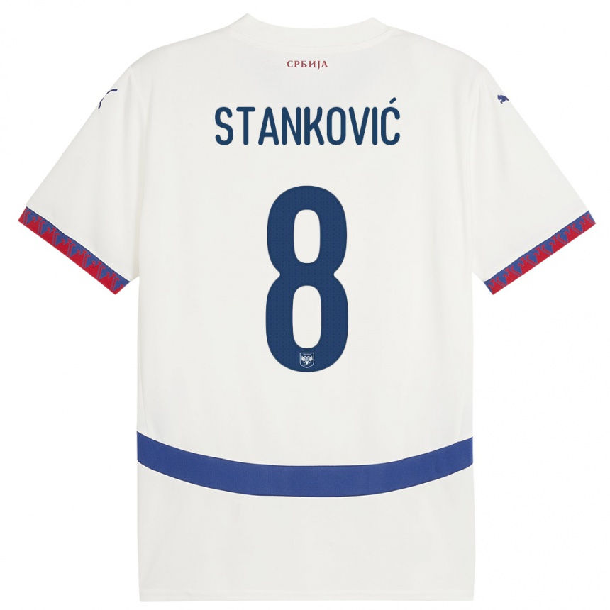 Niño Fútbol Camiseta Serbia Aleksandar Stankovic #8 Blanco 2ª Equipación 24-26