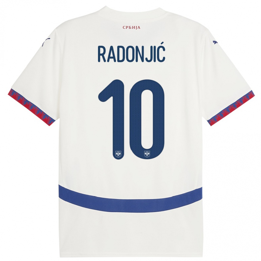 Niño Fútbol Camiseta Serbia Mateja Radonjic #10 Blanco 2ª Equipación 24-26