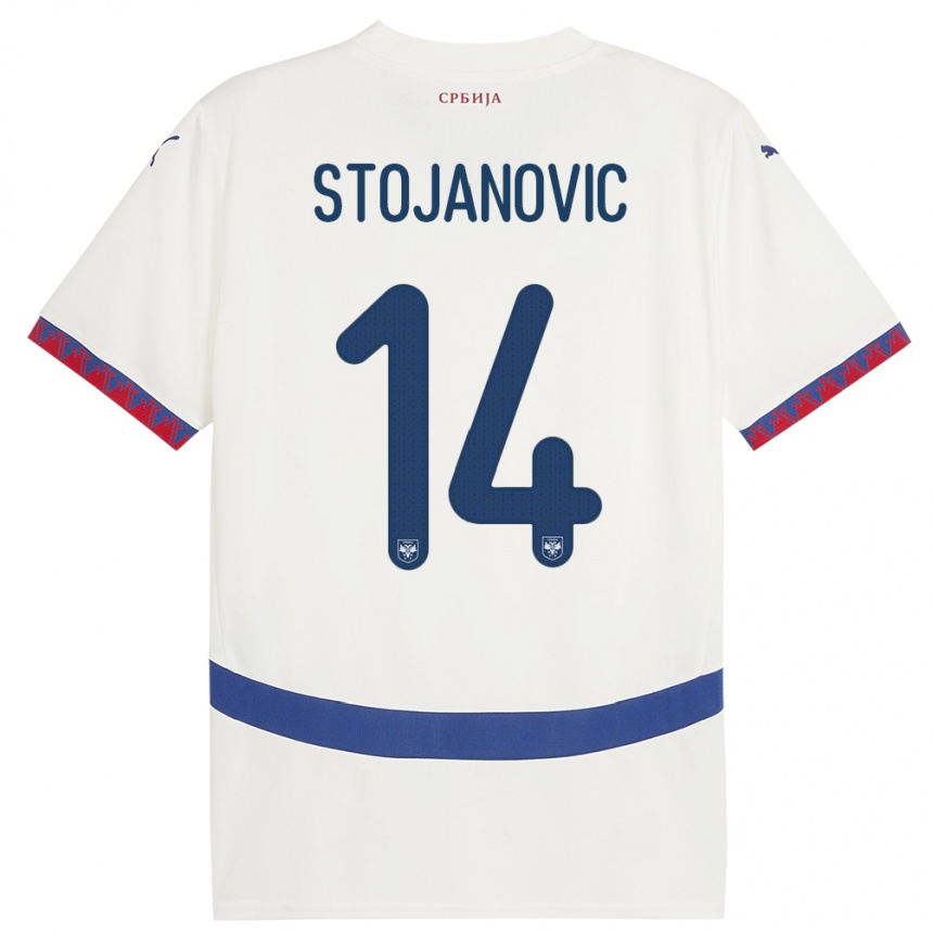 Niño Fútbol Camiseta Serbia Matija Stojanovic #14 Blanco 2ª Equipación 24-26