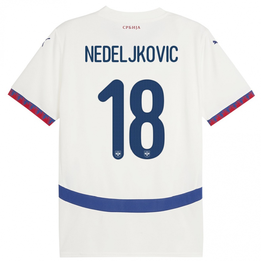 Niño Fútbol Camiseta Serbia Kosta Nedeljkovic #18 Blanco 2ª Equipación 24-26