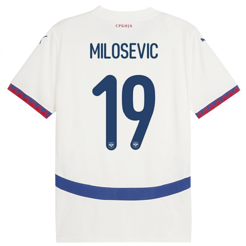 Niño Fútbol Camiseta Serbia Jovan Milosevic #19 Blanco 2ª Equipación 24-26