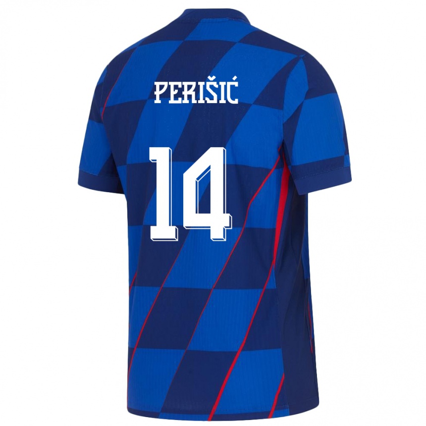 Niño Fútbol Camiseta Croacia Ivan Perisic #14 Azul 2ª Equipación 24-26