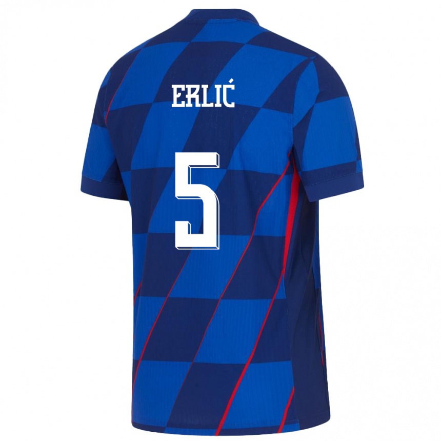 Niño Fútbol Camiseta Croacia Martin Erlic #5 Azul 2ª Equipación 24-26