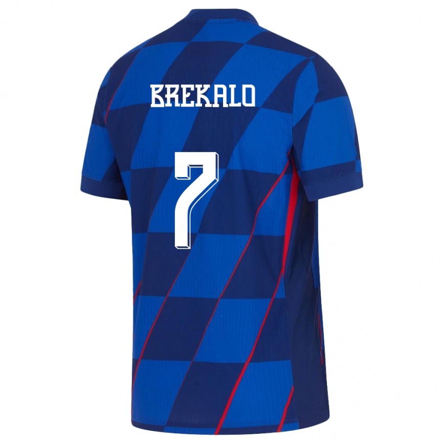 Niño Fútbol Camiseta Croacia Josip Brekalo #7 Azul 2ª Equipación 24-26