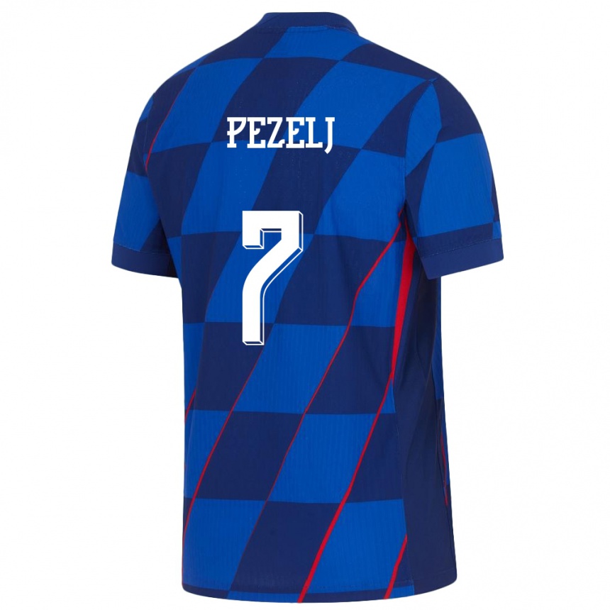 Niño Fútbol Camiseta Croacia Petra Pezelj #7 Azul 2ª Equipación 24-26