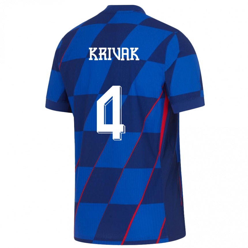 Niño Fútbol Camiseta Croacia Fabijan Krivak #4 Azul 2ª Equipación 24-26