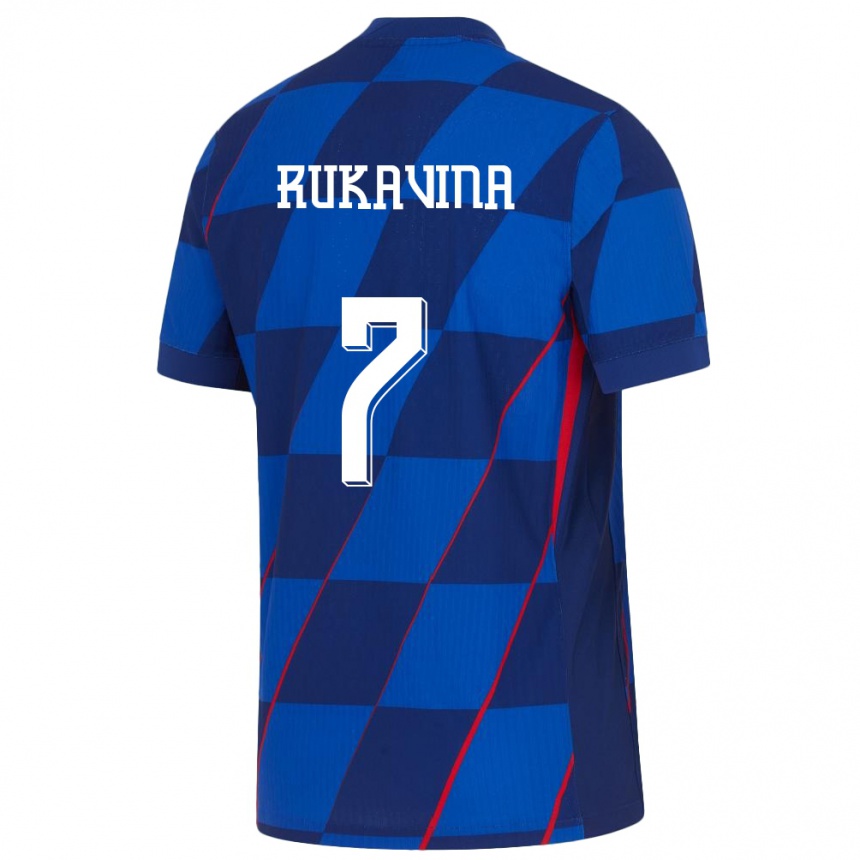 Niño Fútbol Camiseta Croacia Gabriel Rukavina #7 Azul 2ª Equipación 24-26