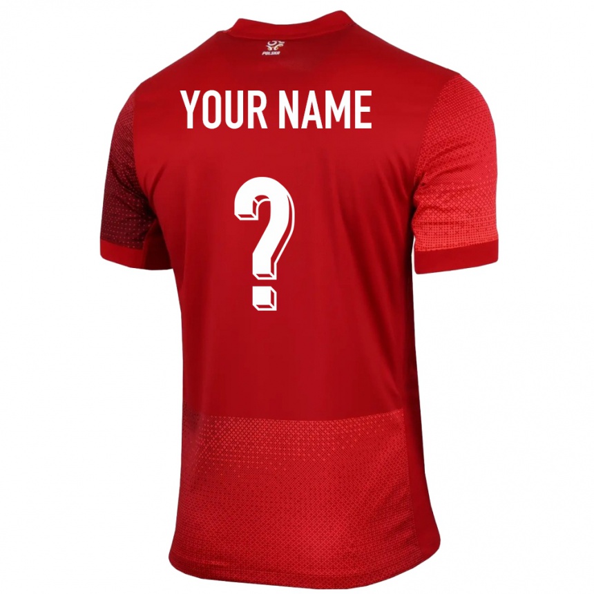 Niño Fútbol Camiseta Polonia Su Nombre #0 Rojo 2ª Equipación 24-26