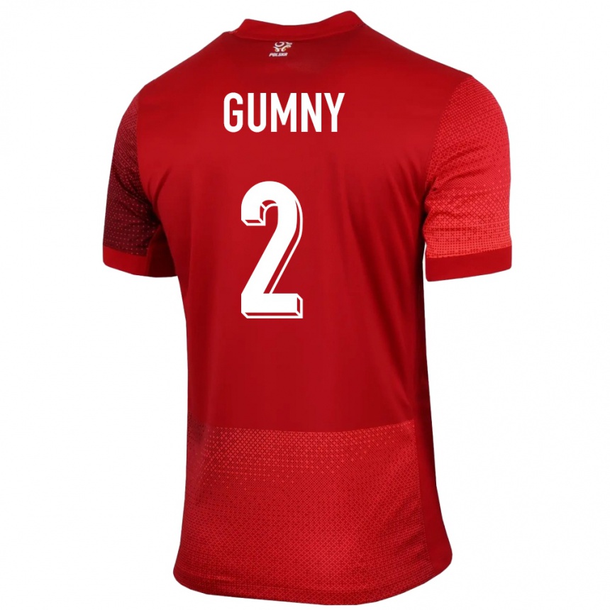 Niño Fútbol Camiseta Polonia Robert Gumny #2 Rojo 2ª Equipación 24-26