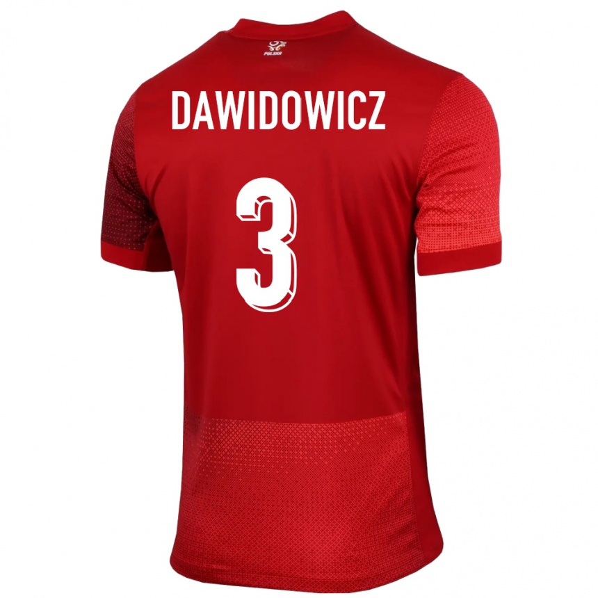 Niño Fútbol Camiseta Polonia Pawel Dawidowicz #3 Rojo 2ª Equipación 24-26