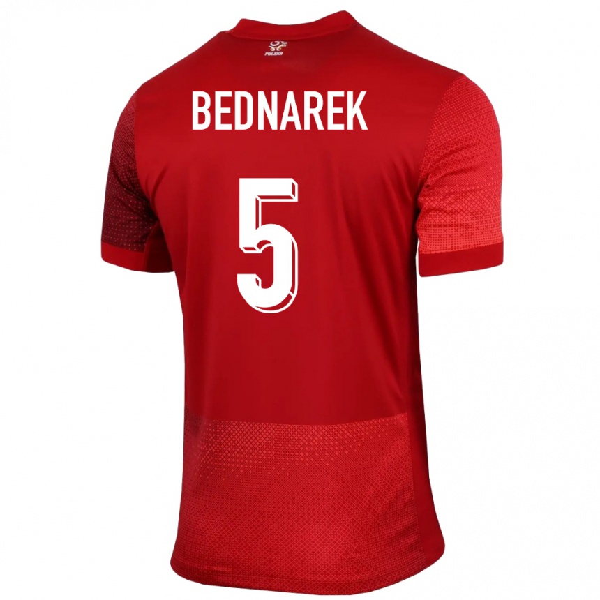 Niño Fútbol Camiseta Polonia Jan Bednarek #5 Rojo 2ª Equipación 24-26