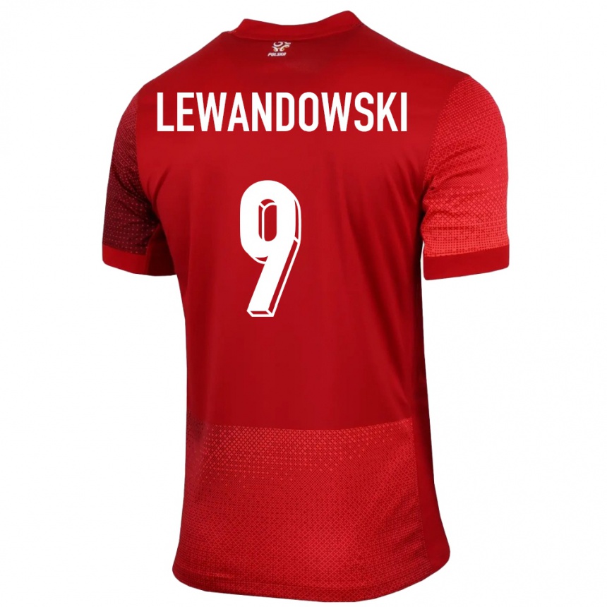 Niño Fútbol Camiseta Polonia Robert Lewandowski #9 Rojo 2ª Equipación 24-26
