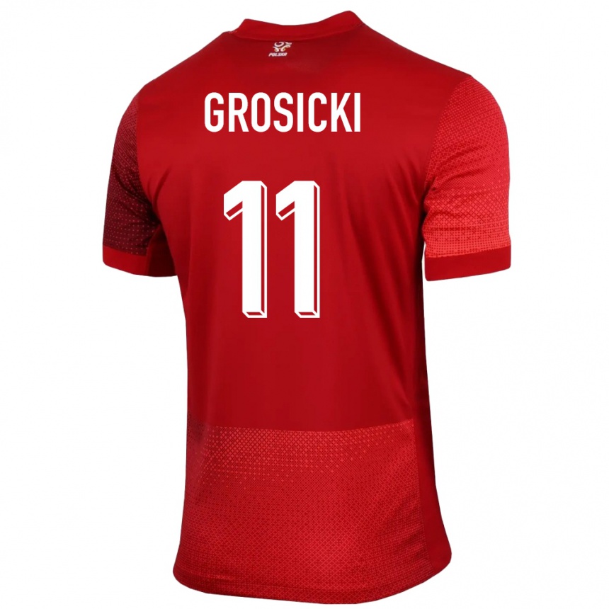 Niño Fútbol Camiseta Polonia Kamil Grosicki #11 Rojo 2ª Equipación 24-26